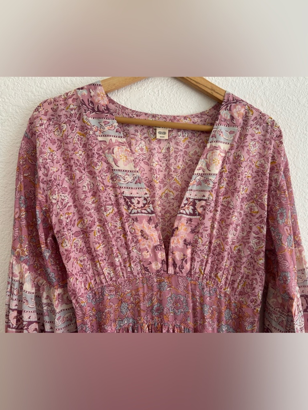 BILLABONG Cosmos Dress Size M BOHEMIAN LONG BALLOON SLEEVE DUSTY ROSE FLORAL - Picture 6 of 15